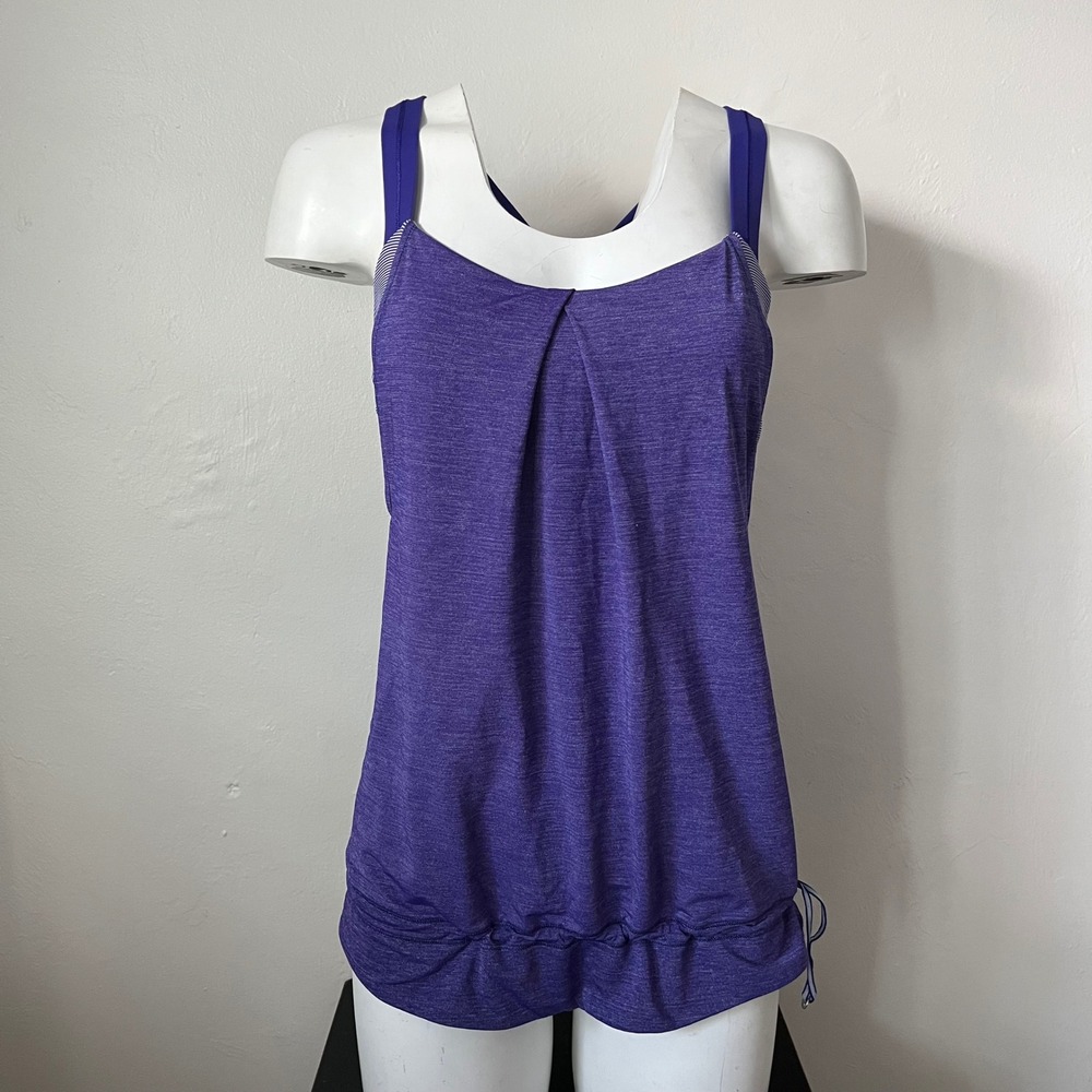 Lululemon No Limits Tank Top Purple Heathered Built In Bra Yoga Gym Womens 6